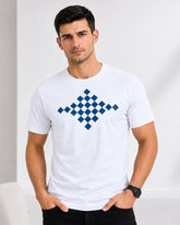 Men's Pearl White Crew Neck T-Shirt - Gold Finish Cotton | EPG