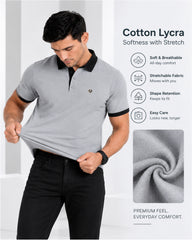 EPG Lycra Cotton Men's Polo T Shirt - Charcoal Grey