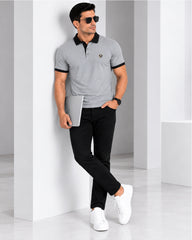 EPG Lycra Cotton Men's Polo T Shirt - Charcoal Grey