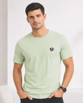 Men's Pistachio Crew Neck T-Shirt - Gold Finish Cotton | EPG
