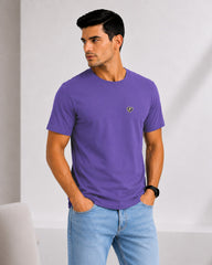 Men's Mauve Crew Neck T-Shirt - Gold Finish Cotton | EPG