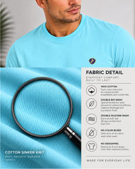 Men's Sky Blue Crew Neck T-Shirt - Gold Finish Cotton | EPG