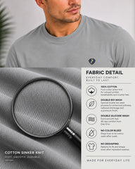 Men's Charcoal Grey Crew Neck T-Shirt - Gold Finish Cotton | EPG