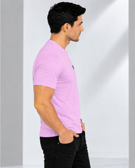 Men's Lilac Crew Neck T-Shirt - Gold Finish Cotton | EPG