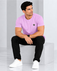 Men's Lilac Crew Neck T-Shirt - Gold Finish Cotton | EPG