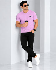 Men's Lilac Crew Neck T-Shirt - Gold Finish Cotton | EPG
