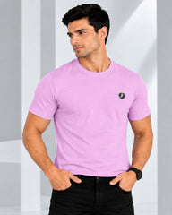 Men's Lilac Crew Neck T-Shirt - Gold Finish Cotton | EPG