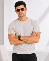 Men's Light Gray Crew Neck T-Shirt - Gold Finish Cotton | EPG