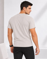Men's Light Gray Crew Neck T-Shirt - Gold Finish Cotton | EPG