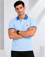 EPG MOJOVO Lycra Cotton Men's Polo T Shirt - Lite Sky Blue