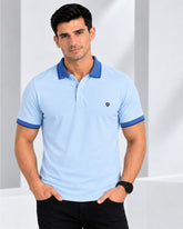 EPG MOJOVO Lycra Cotton Men's Polo T Shirt - Lite Sky Blue