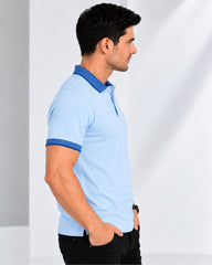 EPG MOJOVO Lycra Cotton Men's Polo T Shirt - Lite Sky Blue
