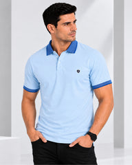 EPG MOJOVO Lycra Cotton Men's Polo T Shirt - Lite Sky Blue