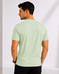 Men's Pistachio Crew Neck T-Shirt - Gold Finish Cotton | EPG