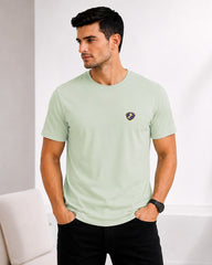 Men's Pistachio Crew Neck T-Shirt - Gold Finish Cotton | EPG