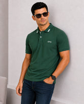 EPG Half Sleeve's Pure Cotton Men's Polo T Shirt - Bottle Green