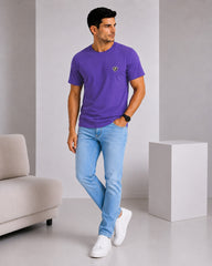Men's Mauve Crew Neck T-Shirt - Gold Finish Cotton | EPG