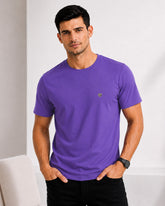 Men's Mauve Crew Neck T-Shirt - Gold Finish Cotton | EPG