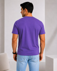 Men's Mauve Crew Neck T-Shirt - Gold Finish Cotton | EPG
