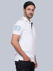 EPG Half Sleeve's Pure Cotton Men's Polo T Shirt - White