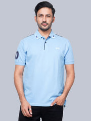 EPG Half Sleeve's Pure Cotton Men's Polo ( Collar) T shirt - Sky Blue color
