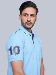 EPG Half Sleeve's Pure Cotton Men's Polo ( Collar) T shirt - Sky Blue color