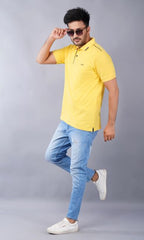 EPG Half Sleeve's Pure Cotton Men's Polo T Shirt - Yellow