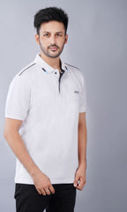 EPG Half Sleeve's Pure Cotton Men's Polo T Shirt - White