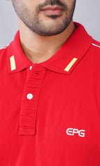 EPG Half Sleeve Pure Cotton Men's Polo (Collar )T Shirt - Red