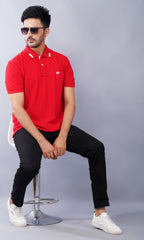EPG Half Sleeve Pure Cotton Men's Polo (Collar )T Shirt - Red
