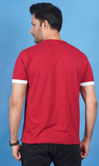 Combo of Cotton Slub Henley for Men - Crimson Red & Army Green