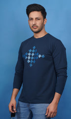 full sleeve cuff detail cotton lycra french terry sweatshirt denim blue soft stretch durable true fabric