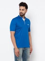 EPG Dry Fit (Polyester) Mandarin Collar Men's Sports T shirt - Royal Blue color