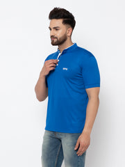 EPG Dry Fit (Polyester) Mandarin Collar Men's Sports T shirt - Royal Blue color