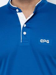 EPG Dry Fit (Polyester) Mandarin Collar Men's Sports T shirt - Royal Blue color