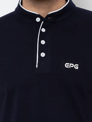 EPG Pure Cotton Men's Collar Cotton T-shirt - Black