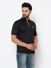 EPG Dry Fit (Polyester) Mandarin Collar Men's Sports T shirt - Royal Blue color