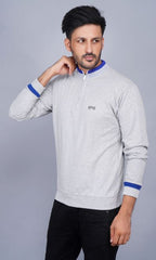 EPG Pure Cotton Fleece Men's Half Zip Jacket ( For Winters ) - Grey Melange