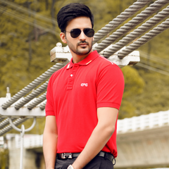EPG Half Sleeve Pure Cotton Men's Polo (Collar )T Shirt - Red