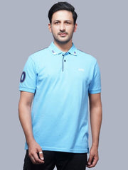 EPG Half Sleeve's Pure Cotton Men's Polo ( Collar) T shirt - Sky Blue color