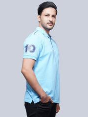 EPG Half Sleeve's Pure Cotton Men's Polo ( Collar) T shirt - Sky Blue color