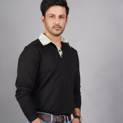 Men's Cotton Lycra Full sleeve T-shirt - Black