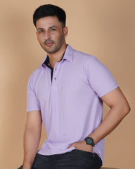Ocean Blue  Cotton Fabdot Structure Fabric  Men's Classic Collar Polo