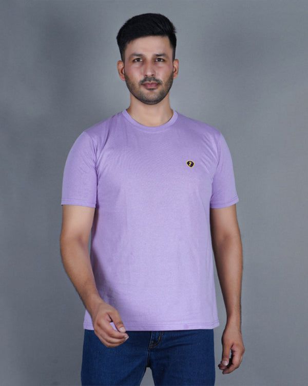 Men's Lilac Crew Neck T-Shirt - Gold Finish Cotton | EPG