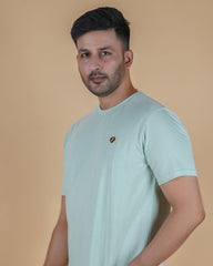 Men's Pistachio Crew Neck T-Shirt - Gold Finish Cotton | EPG