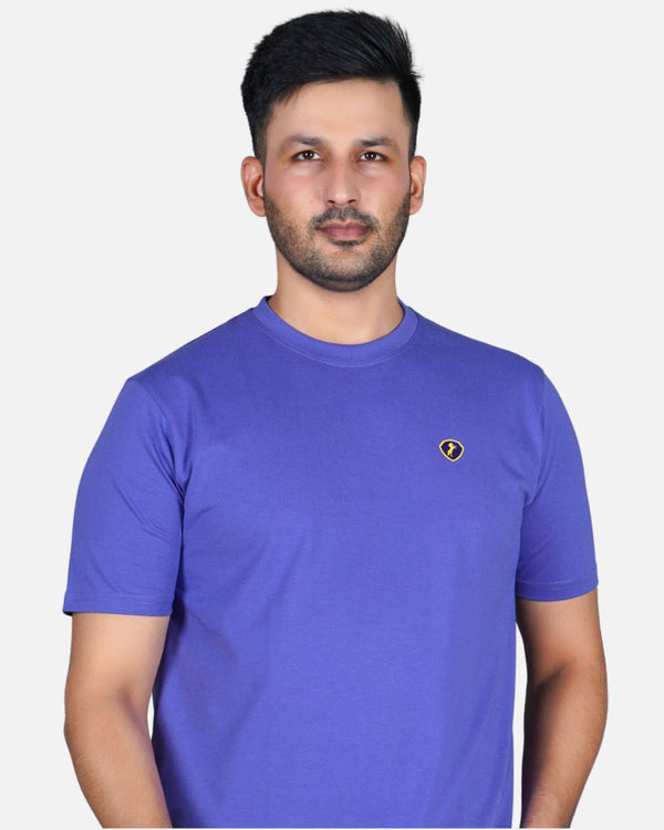Men's Mauve Crew Neck T-Shirt - Gold Finish Cotton | EPG