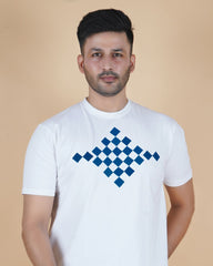 Men's Pearl White Crew Neck T-Shirt - Gold Finish Cotton | EPG