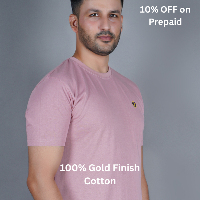 Salmon Onion 100% Gold Finish Cotton Crew Neck Men's T-shirt