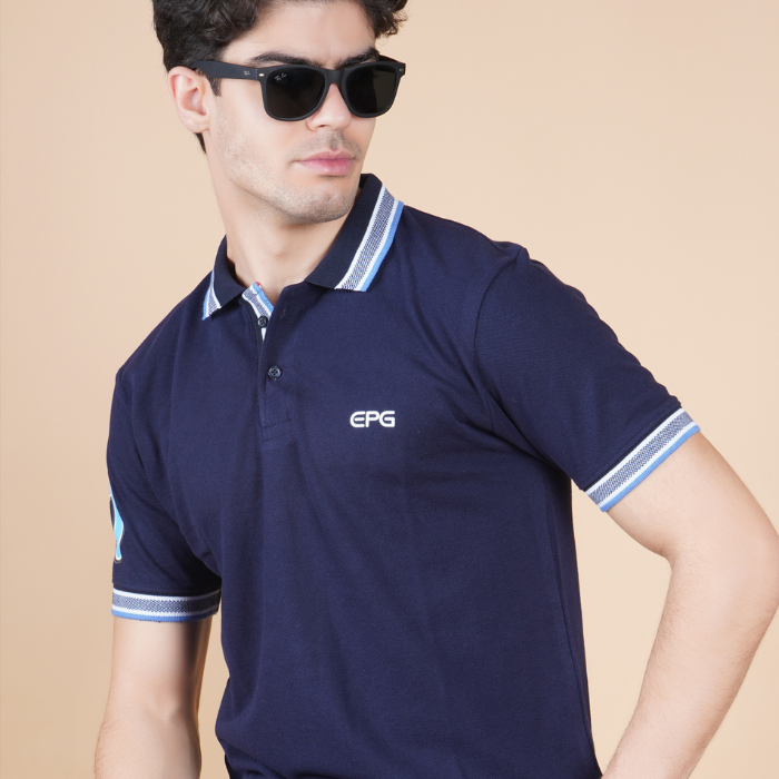 EPG Pure Cotton Men's Polo  ( Collar ) T Shirt -  Navy Blue