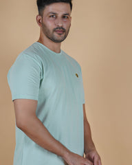 Men's Pistachio Crew Neck T-Shirt - Gold Finish Cotton | EPG